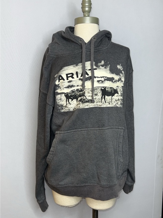 Ariat Other - Ariat Dark Gray Pullover Hoodie with Cattle Graphic